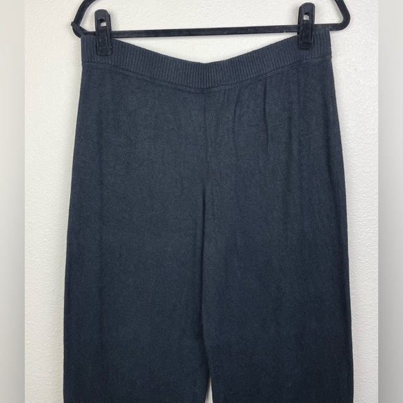 August Silk Women's Large Black Silk Wool Blend Straight Leg Pants Pull On Knit - Picture 2 of 16